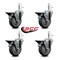 Service Caster 4'' Thermo Rubber Swivel 7/16'' Grip Ring Stem Caster Set with Brake, 4PK SCC-GR20S414-TPRB-PLB-716138-4 - alternate 2